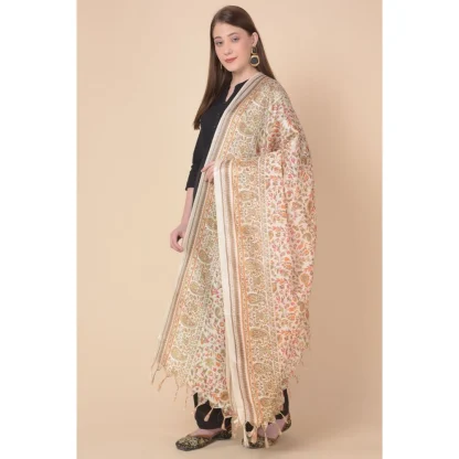 Women's Art Silk Printed Dupatta (White, Length: 2.25 to 2.50 Mtr) - Image 3