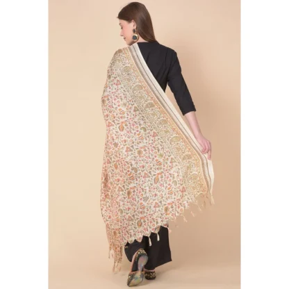 Women's Art Silk Printed Dupatta (White, Length: 2.25 to 2.50 Mtr) - Image 5