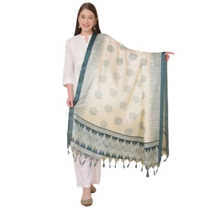 Women's Art Silk Printed Dupatta (Grey, Length: 2.25 to 2.50 Mtr)