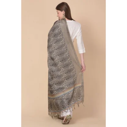 Women's Art Silk Printed Dupatta (Grey, Length: 2.25 to 2.50 Mtr) - Image 4