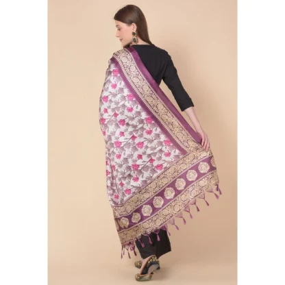 Women's Art Silk Printed Dupatta (Purple, Length: 2.25 to 2.50 Mtr) - Image 5