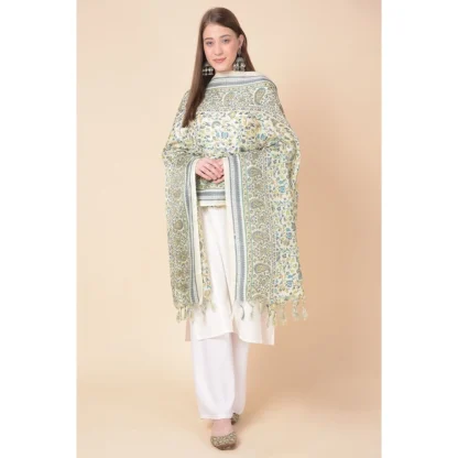 Women's Art Silk Printed Dupatta (Off White, Length: 2.25 to 2.50 Mtr) - Image 4