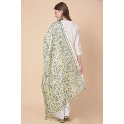 Women's Art Silk Printed Dupatta (Off White, Length: 2.25 to 2.50 Mtr) - Image 5