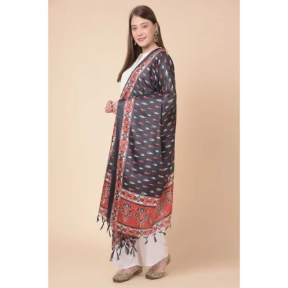 Women's Art Silk Printed Dupatta (Black, Length: 2.25 to 2.50 Mtr) - Image 3