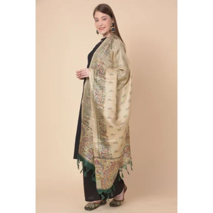 Women's Art Silk Printed Dupatta (Gold, Length: 2.25 to 2.50 Mtr) - Image 4