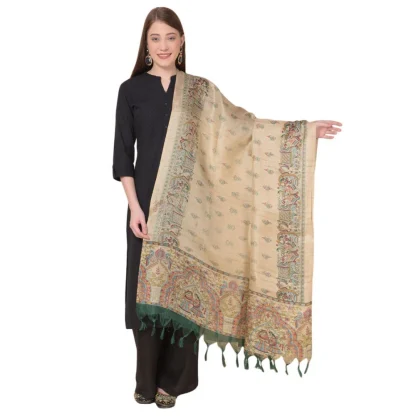 Women's Art Silk Printed Dupatta (Gold, Length: 2.25 to 2.50 Mtr)