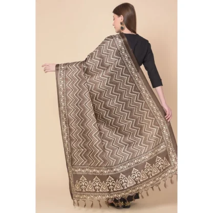 Women's Art Silk Printed Dupatta (Brown, Length: 2.25 to 2.50 Mtr) - Image 5