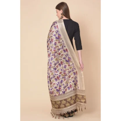 Women's Art Silk Printed Dupatta (Gold, Length: 2.25 to 2.50 Mtr) - Image 4