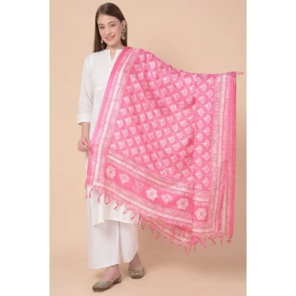 Women's Art Silk Printed Dupatta (Pink, Length: 2.25 to 2.50 Mtr) - Image 5