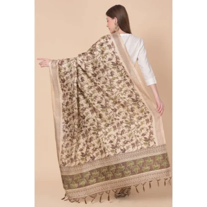 Women's Art Silk Printed Dupatta (Gold, Length: 2.25 to 2.50 Mtr) - Image 5