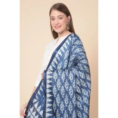 Women's Art Silk Printed Dupatta (Blue, Length: 2.25 to 2.50 Mtr) - Image 2