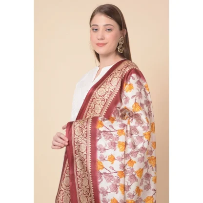 Women's Art Silk Printed Dupatta (Maroon, Length: 2.25 to 2.50 Mtr) - Image 2