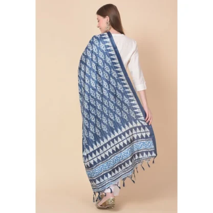 Women's Art Silk Printed Dupatta (Blue, Length: 2.25 to 2.50 Mtr) - Image 5