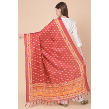 Women's Art Silk Printed Dupatta (Red, Length: 2.25 to 2.50 Mtr) - Image 5