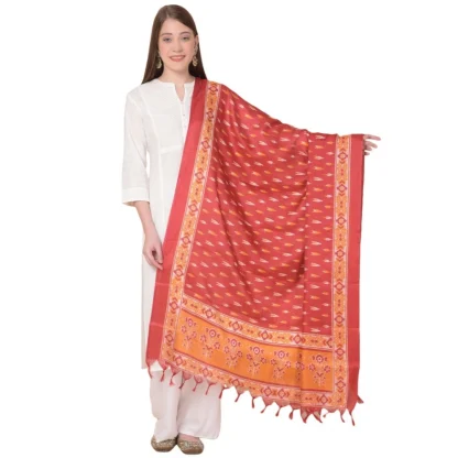 Women's Art Silk Printed Dupatta (Red, Length: 2.25 to 2.50 Mtr)