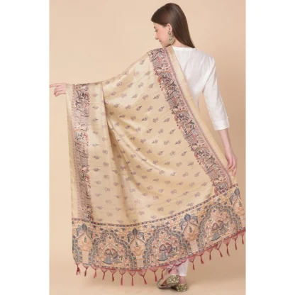 Women's Art Silk Printed Dupatta (Gold, Length: 2.25 to 2.50 Mtr) - Image 5