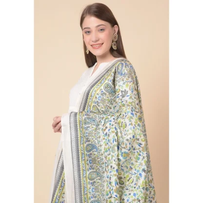 Women's Art Silk Printed Dupatta (Grey, Length: 2.25 to 2.50 Mtr) - Image 3