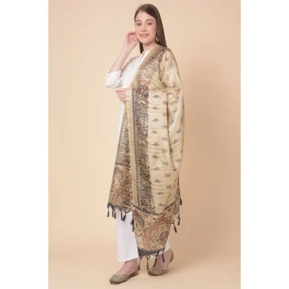 Women's Art Silk Printed Dupatta (Gold, Length: 2.25 to 2.50 Mtr) - Image 3