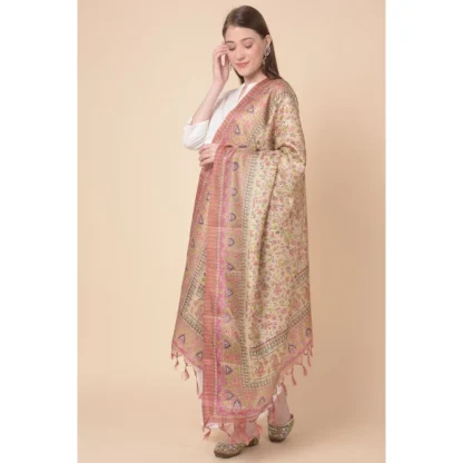 Women's Art Silk Printed Dupatta (Pink, Length: 2.25 to 2.50 Mtr) - Image 3