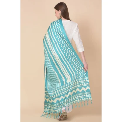 Women's Art Silk Printed Dupatta (Turquoise, Length: 2.25 to 2.50 Mtr) - Image 5