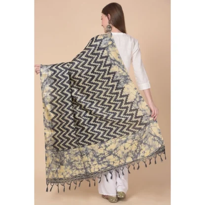 Women's Art Silk Printed Dupatta (Black, Length: 2.25 to 2.50 Mtr) - Image 5