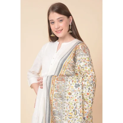 Women's Art Silk Printed Dupatta (White, Length: 2.25 to 2.50 Mtr) - Image 3