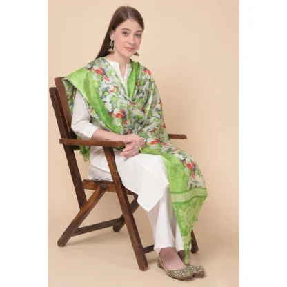 Women's Art Silk Printed Dupatta (Light Green, Length: 2.25 to 2.50 Mtr) - Image 3