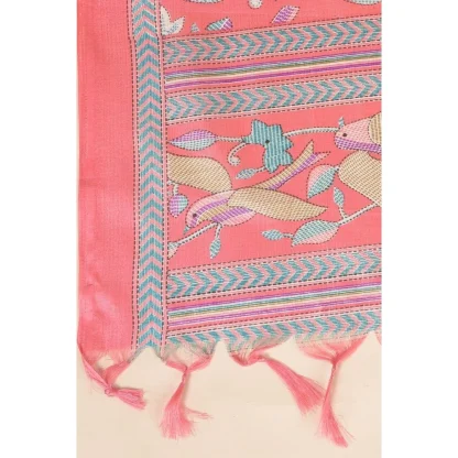 Women's Art Silk Printed Dupatta (Pink, Length: 2.25 to 2.50 Mtr) - Image 2