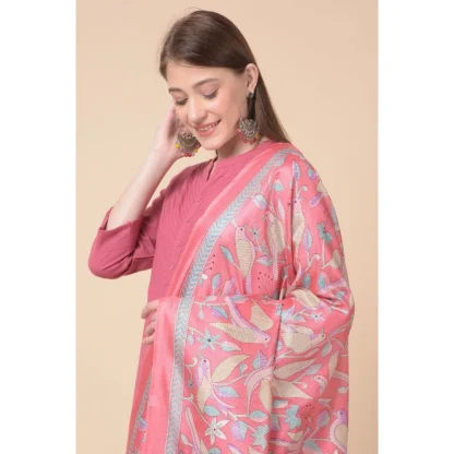 Women's Art Silk Printed Dupatta (Pink, Length: 2.25 to 2.50 Mtr) - Image 3