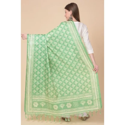 Women's Art Silk Printed Dupatta (Light Green, Length: 2.25 to 2.50 Mtr) - Image 5