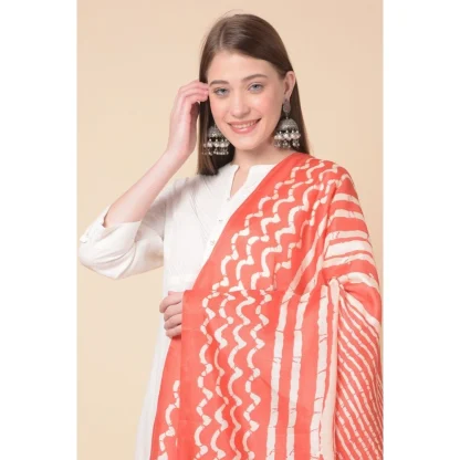 Women's Art Silk Printed Dupatta (Orange, Length: 2.25 to 2.50 Mtr) - Image 2