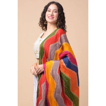 Women's Chanderi Printed Dupatta (Multicolor, Length: 2.25 to 2.50 Mtr) - Image 2