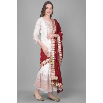 Women's Velvet Gotta Patti Dupatta (Maroon, Length: 2.25 to 2.50 Mtr) - Image 2