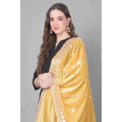 Women's Velvet Gotta Patti Dupatta (Gold, Length: 2.25 to 2.50 Mtr) - Image 3