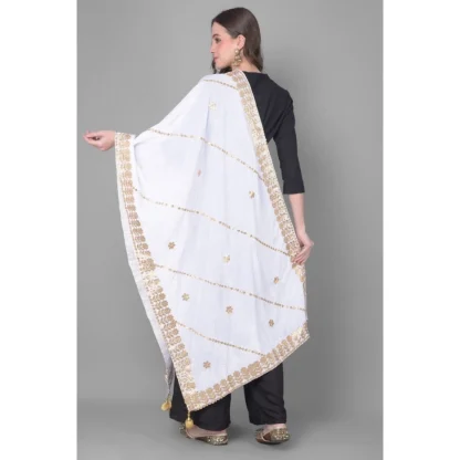 Women's Velvet Gotta Patti Dupatta (Off White, Length: 2.25 to 2.50 Mtr) - Image 4