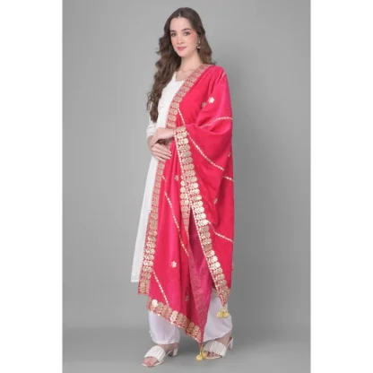 Women's Velvet Gotta Patti Dupatta (Pink, Length: 2.25 to 2.50 Mtr) - Image 3