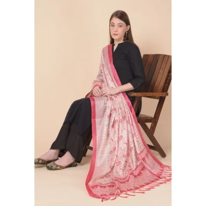 Women's Art Silk Printed Dupatta (Red, Length: 2.25 to 2.50 Mtr) - Image 2