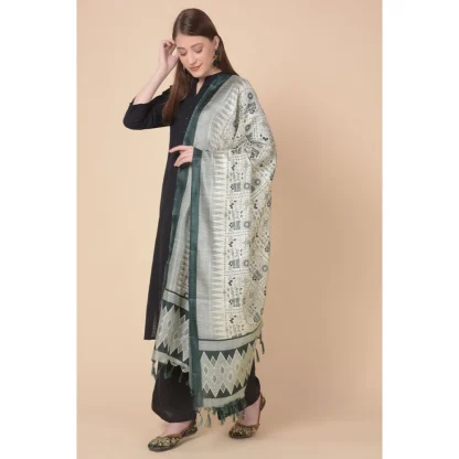 Women's Art Silk Printed Dupatta (Grey, Length: 2.25 to 2.50 Mtr) - Image 4