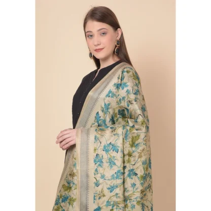 Women's Art Silk Printed Dupatta (Gold, Length: 2.25 to 2.50 Mtr) - Image 2