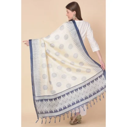 Women's Art Silk Printed Dupatta (Blue, Length: 2.25 to 2.50 Mtr) - Image 5