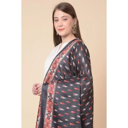 Women's Art Silk Printed Dupatta (Black, Length: 2.25 to 2.50 Mtr) - Image 2