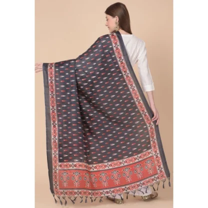 Women's Art Silk Printed Dupatta (Black, Length: 2.25 to 2.50 Mtr) - Image 5