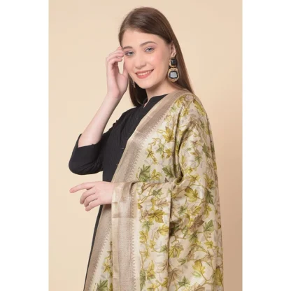 Women's Art Silk Printed Dupatta (Gold, Length: 2.25 to 2.50 Mtr) - Image 2