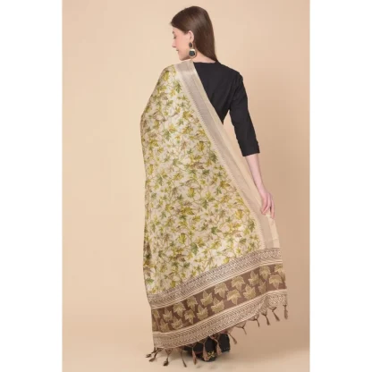 Women's Art Silk Printed Dupatta (Gold, Length: 2.25 to 2.50 Mtr) - Image 4