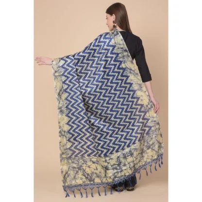 Women's Art Silk Printed Dupatta (Blue, Length: 2.25 to 2.50 Mtr) - Image 5