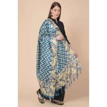 Women's Art Silk Printed Dupatta (Blue, Length: 2.25 to 2.50 Mtr) - Image 4