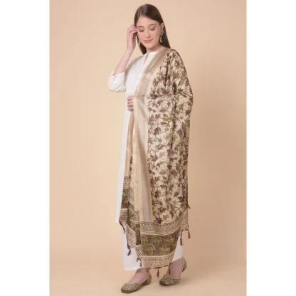 Women's Art Silk Printed Dupatta (Gold, Length: 2.25 to 2.50 Mtr) - Image 3