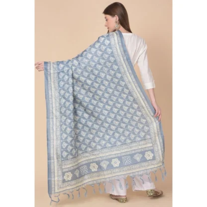 Women's Art Silk Printed Dupatta (Grey, Length: 2.25 to 2.50 Mtr) - Image 2