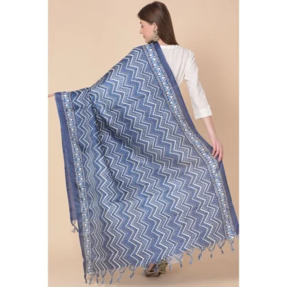 Women's Art Silk Printed Dupatta (Blue, Length: 2.25 to 2.50 Mtr) - Image 5