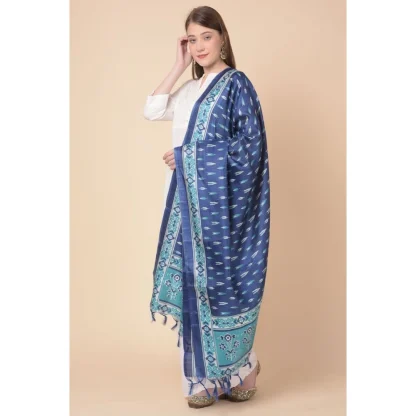 Women's Art Silk Printed Dupatta (Blue, Length: 2.25 to 2.50 Mtr) - Image 3